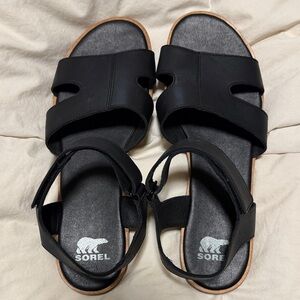 Sorel Women's Black Leather Sandals